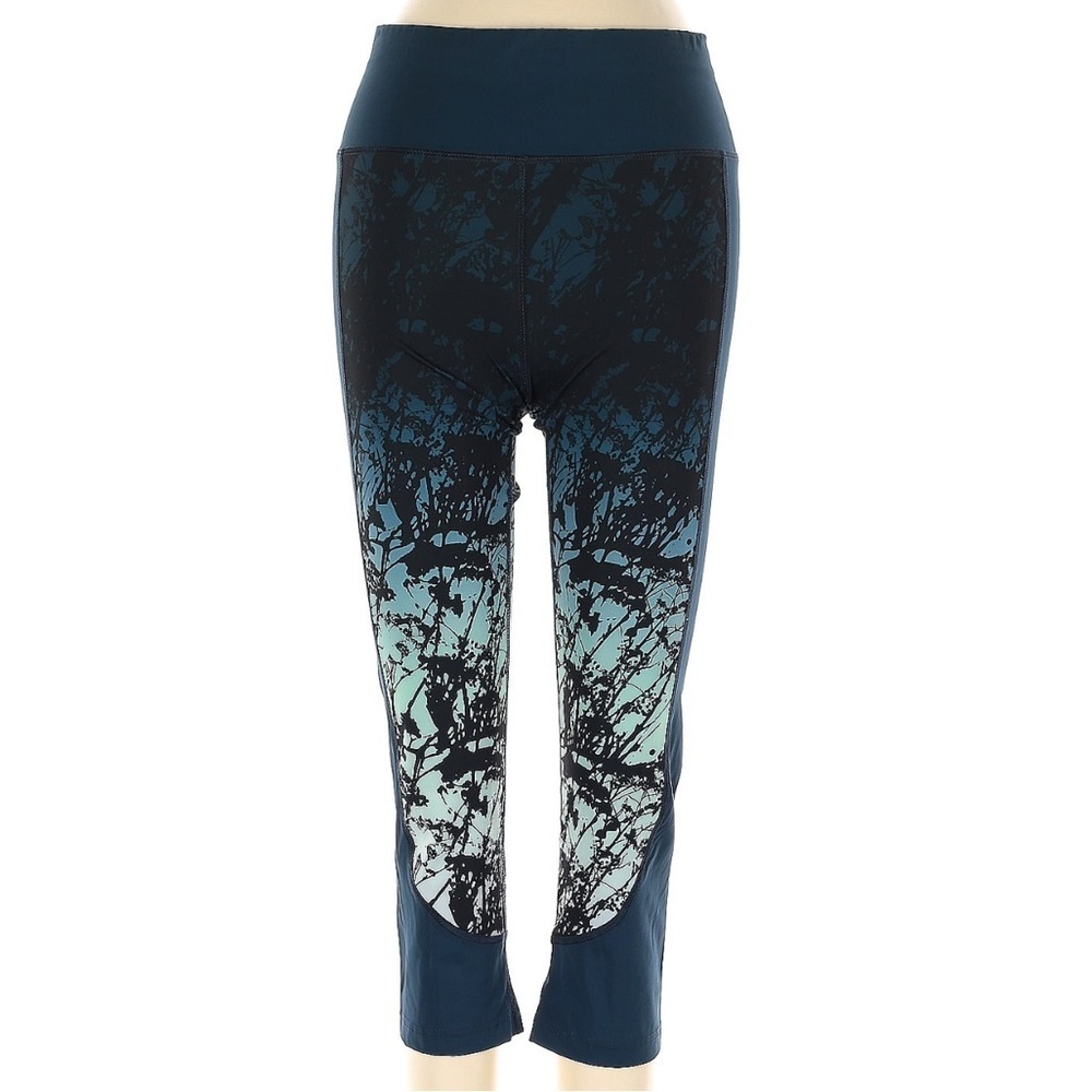 Sweaty Betty Crop Blue Teal Woodland Yoga Workout Leggings Size XS Cropped